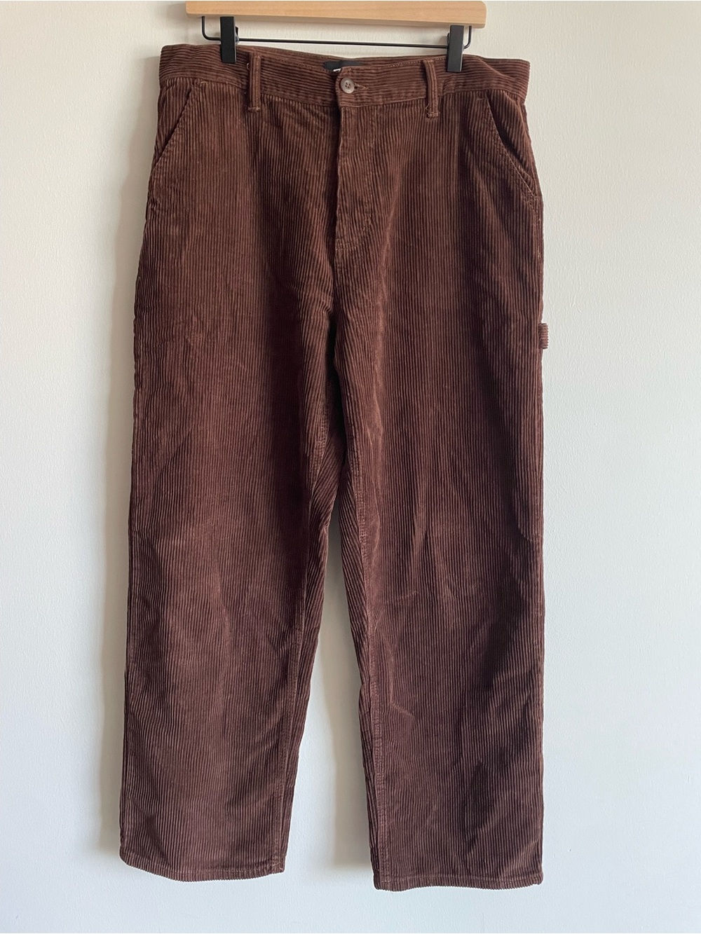 RSQ utility wide wale corduroy pants chocolate brown baggy straight skater 32